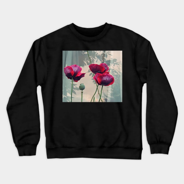 Outdoor Still Life With Poppies Crewneck Sweatshirt by AlexaZari